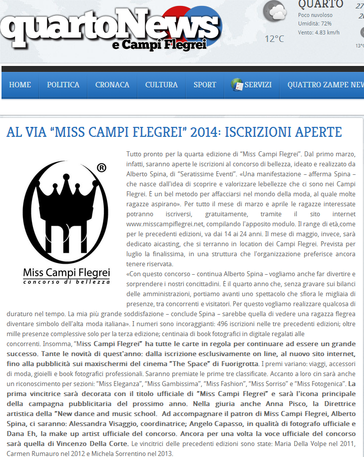 QuartoNews - Miss Campi Flegrei