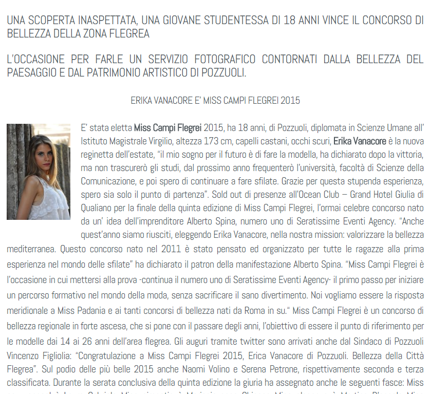 articolo finale Erika vanacore miss campi flegrei 2015 CASERTA alessandro sicuro comunication 2