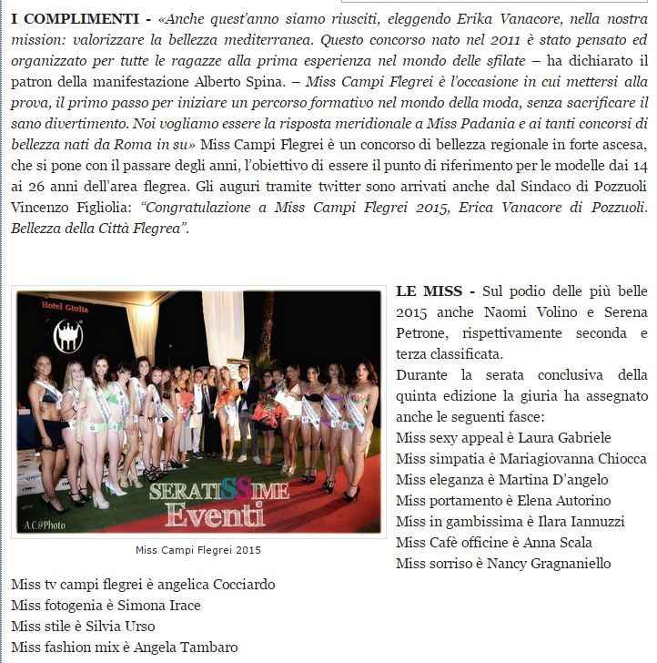 articolo finale Erika vanacore miss campi flegrei 2015 cronaca flegrea 2