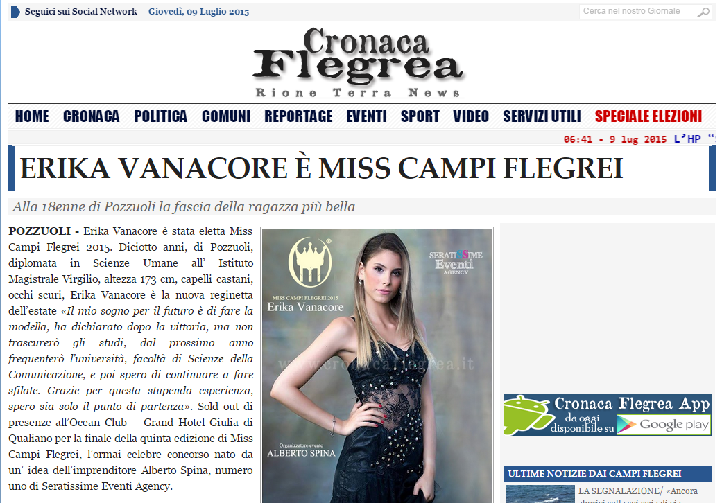 articolo finale Erika vanacore miss campi flegrei 2015 cronaca flegrea